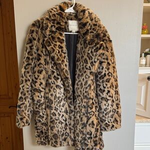 American Eagle Outfitters Leopard Print Teddy Jacket